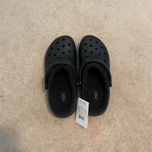 Black fuzzy crocs